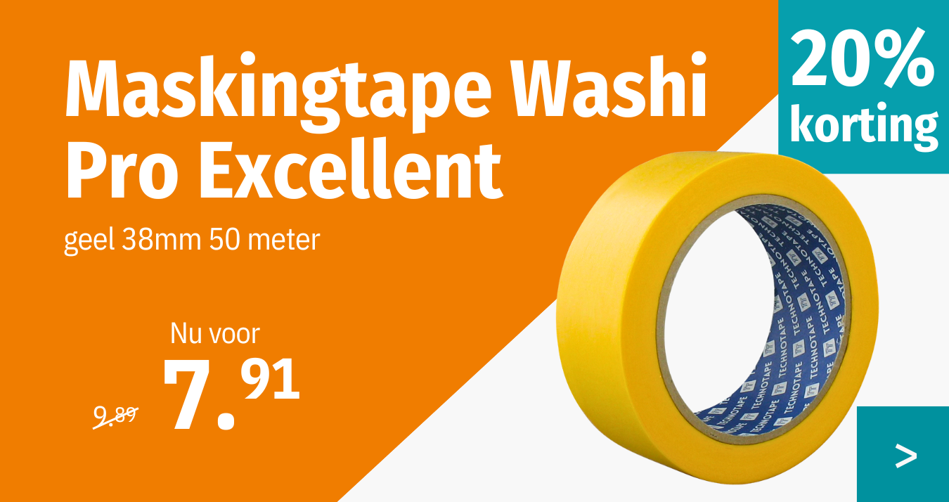 Actie Maskingtape Washi Pro Excellent geel 38mm 50 meter